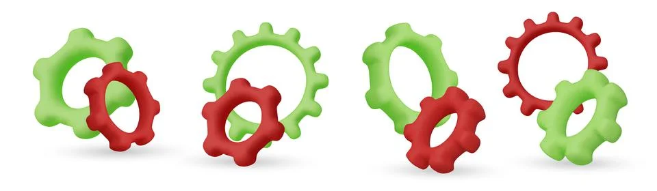 Gears icon set, perfect for engineering, mechanics, teamwork, process management Stock Illustration