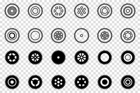 Gears icon set. Setting gears icon. Collection of mechanical cogwheels. Vec.. Stock Illustration
