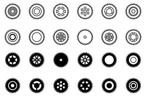 Gears icon set. Setting gears icon. Collection of mechanical cogwheels. White Stock Illustration