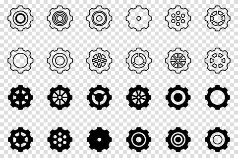 Gears icon set. Setting gears icon. Collection of mechanical cogwheels. Vecto Stock Illustration
