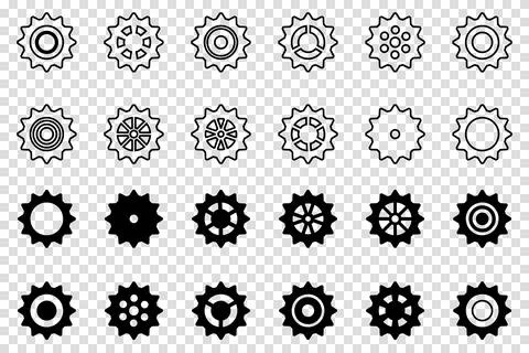 Gears icon set. Setting gears icon. Collection of mechanical cogwheels. Vec.. Stock Illustration