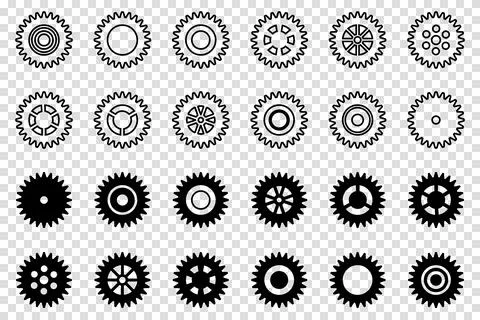 Gears icon set. Setting gears icon. Collection of mechanical cogwheels. Vec.. Stock Illustration