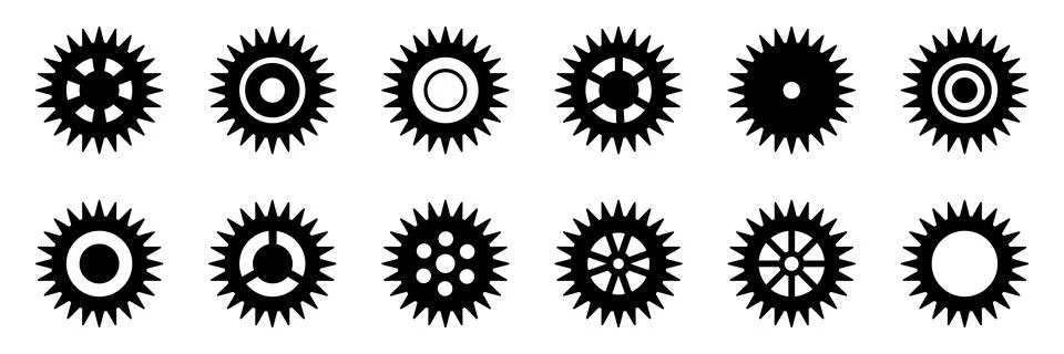 Gears icon set. Setting gears icon. Collection of mechanical cogwheels. Sim.. Stock Illustration