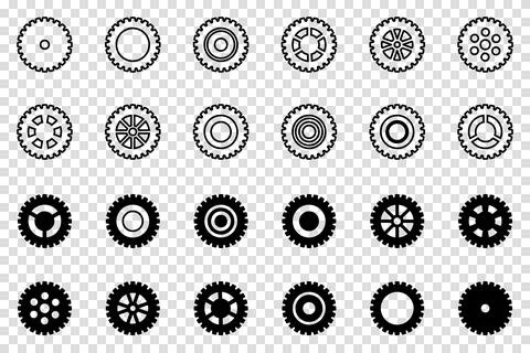 Gears icon set. Setting gears icon. Collection of mechanical cogwheels. Vec.. Stock Illustration