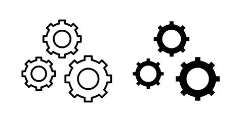 Gears icon. Style is flat and line symbol Illustrazione stock