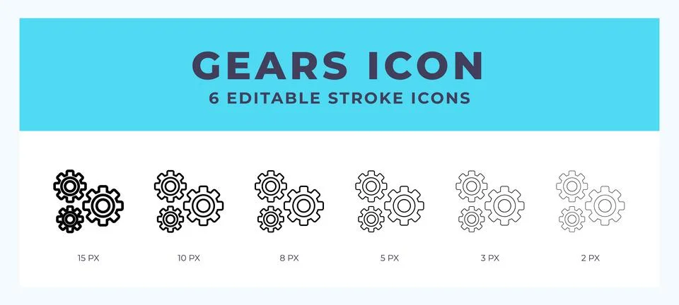 Gears icon vector illustration. With editable stroke for web. App and more. 스톡 일러스트