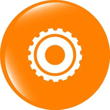 Gears icon web button isolated on a white background Stock Illustration