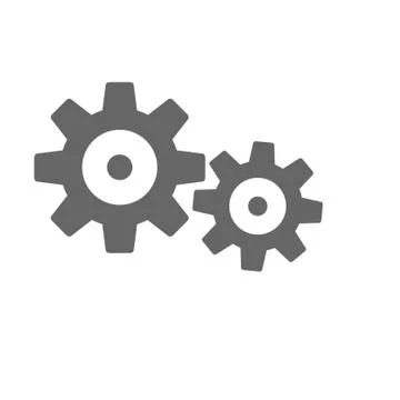Gears icon, working symbol, flat isolated vector Illustrazione stock