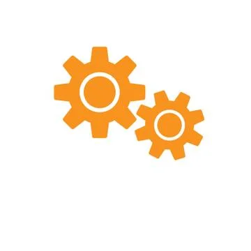 Gears icon, working symbol, flat isolated vector Stock Illustration