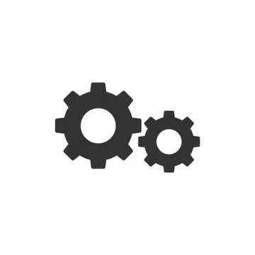 Gears icon, working symbol, flat design vector Illustrazione stock