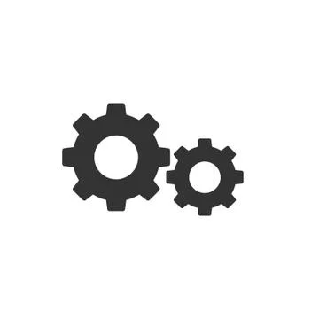 Gears icon, working symbol, flat design vector Stock Illustration