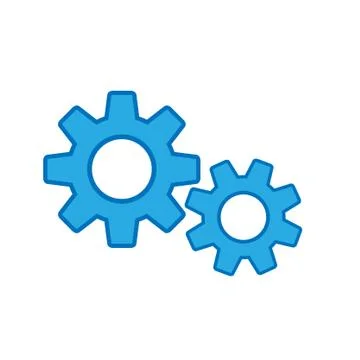 Gears icon, working symbol, flat design vector Illustrazione stock