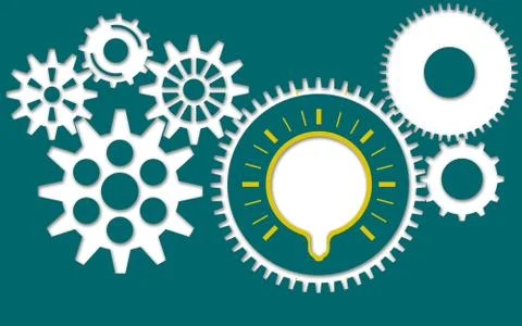 Gears with idea bulb Stock Illustration