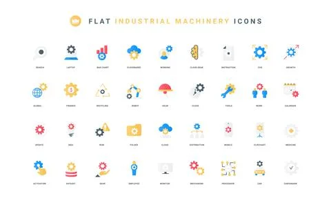 Gears in industrial machine, engine and mechanism, system development flat icon Stockillustratie