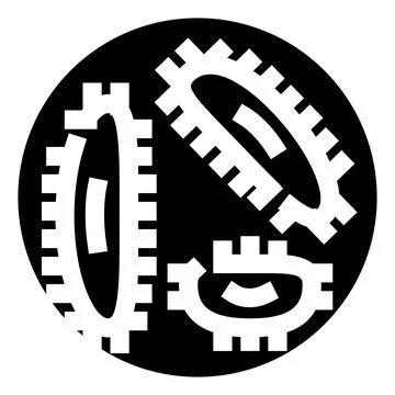 Gears interlocking within a circular machine mechanism icon Stockillustratie