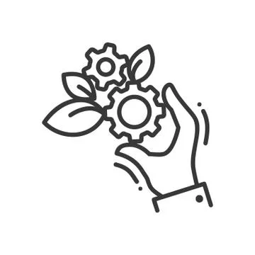 Gears of life - modern vector single line icon Stock Illustration