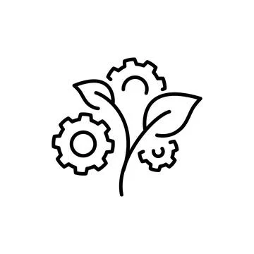 Gears of life - modern vector single line icon. Stock Illustration