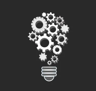 Gears in light bulb shape , abstract gears concept of thinking Stock Illustration