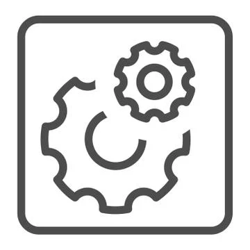 Gears line icon, Robotization concept, two cog wheel sign on white background Stock Illustration