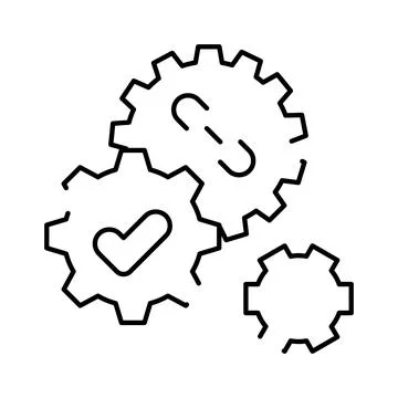 Gears with link and check mark concept Illustration
