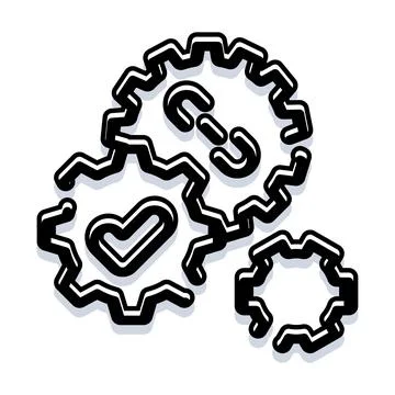 Gears linking, connecting business processes, ensuring efficiency Illustrazione stock