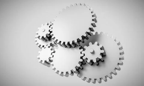 Gears locked in interdependence - concept rendering Stock Illustration