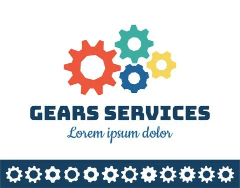 Gears logo on white background. Stock Illustration