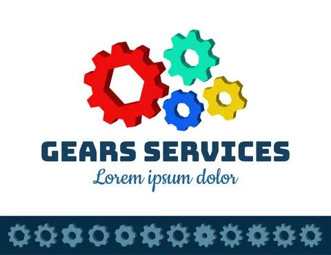 Gears logo on white background. Stock Illustration