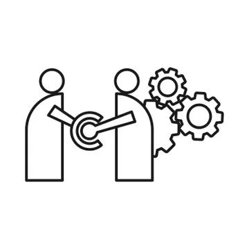 Gears machine Commitment Teamwork Together Outline Logo 스톡 일러스트