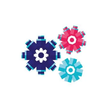 Gears machine isolated icon Stock Illustration
