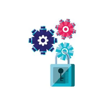 Gears machine with padlock 스톡 일러스트