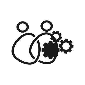 Gears machines Commitment Teamwork Together Black Logo Stock Illustration