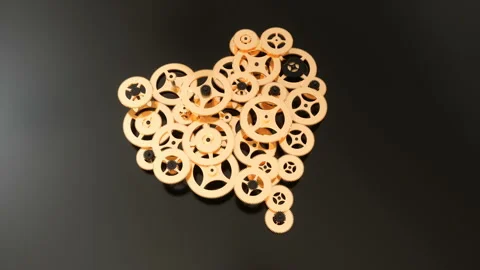 Gears make a heart shape Stock Footage 107740149