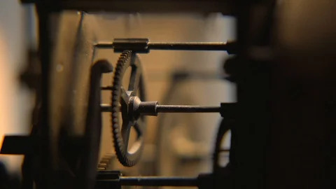 Gears of mechanical clock in motion. Stock Footage 100071691