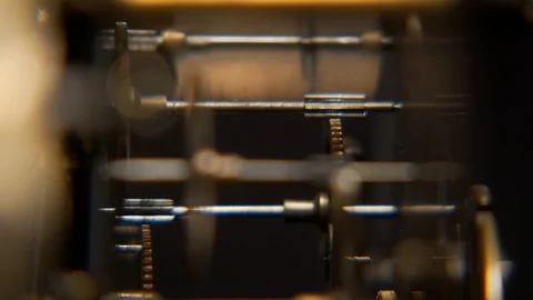 Gears of mechanical clock in motion. Stock Footage 100073273