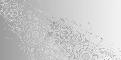 Gears. Mechanical Engineering background .Technical drawing .Vector illustr.. Stock Illustration