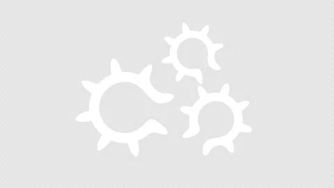 Gears in mechanical system, graphic animation. Alpha channel. White Stock Footage 307226818