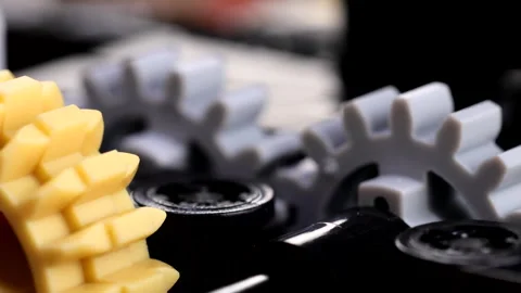 Gears of a Mechanical System Rotating in Motion Stock-Footage 306021984