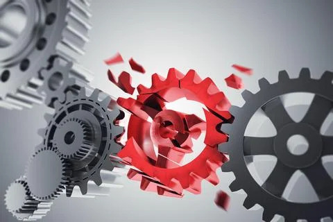 Gears mechanism connection problem 3D Rendering Stock Photos