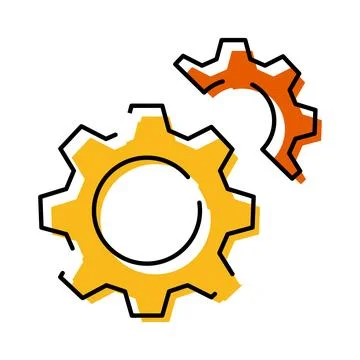 Gears mechanism representing development, settings, and process Illustrazione stock