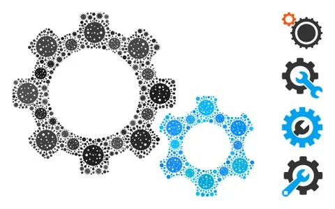 Gears Mosaic of Covid Virus Elements Stock Illustration