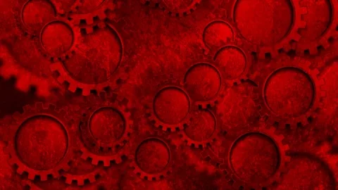 Gears in motion red background Stock Footage 305158859