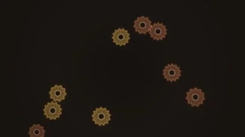 Gears moving in a dark space with a focus on mechanical Stock Footage 338420564