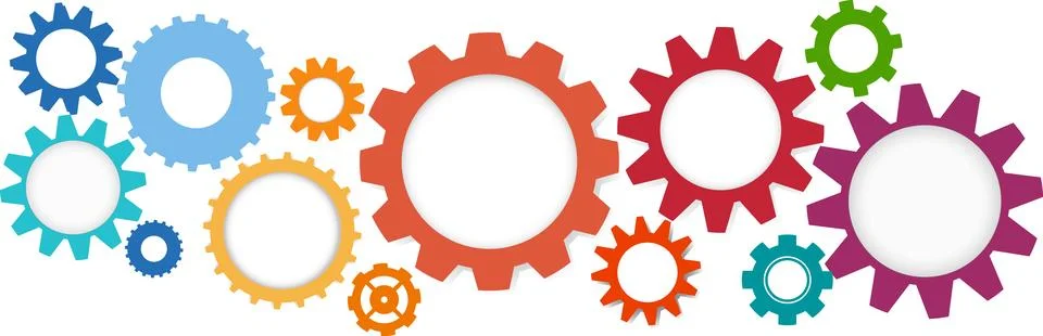Gears multicolored background, nut. vector Stock Illustration