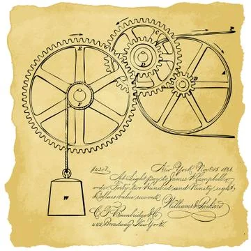 Gears with notes Stock Illustration