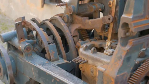 Gears from old mechanism Stock Footage 107414153