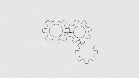 Gears one line drawing animation. Video clip with alpha channel. Stock Footage 257951895