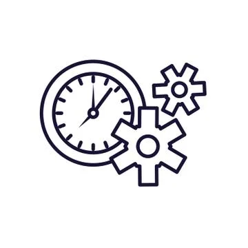 Gears pinions machine with clock time 스톡 일러스트