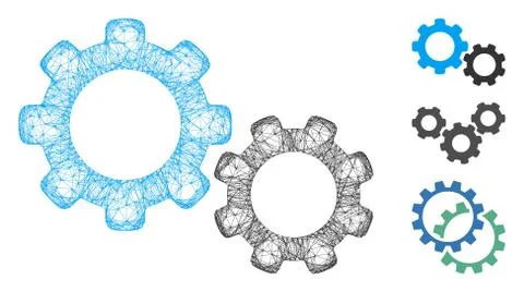 Gears Polygonal Web Vector Mesh Illustration Stock Illustration