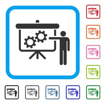 Gears Presentation Lecture Framed Icon 스톡 일러스트